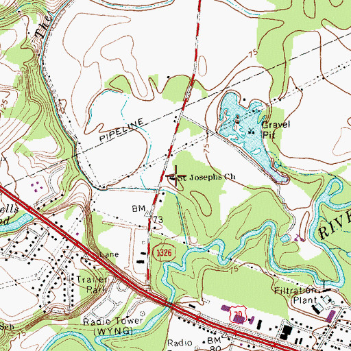 Topographic Map of Saint Josephs Church, NC