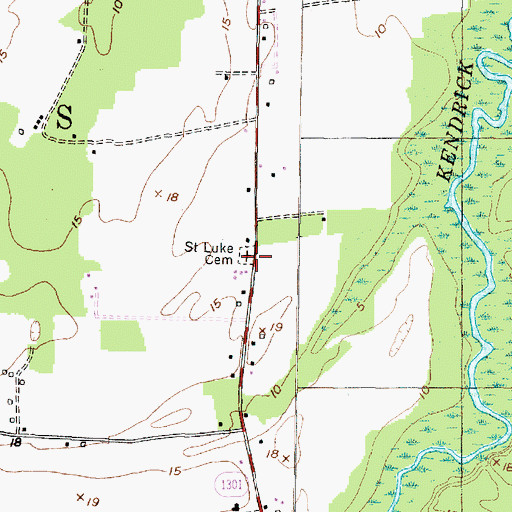 Topographic Map of Saint Luke Cemetery, NC