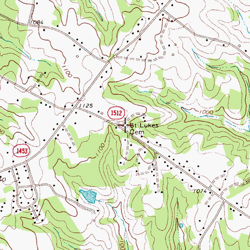 Topographic Map of Saint Lukes Cemetery, NC