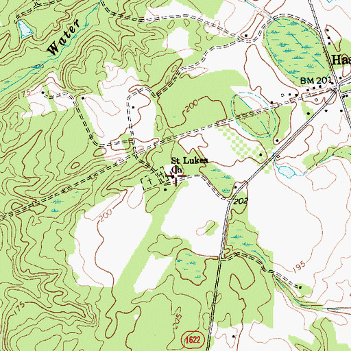 Topographic Map of Saint Lukes Church, NC