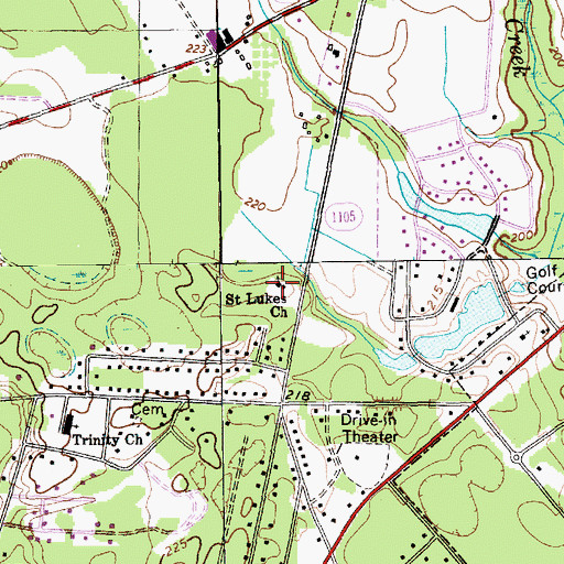Topographic Map of Saint Lukes Church, NC