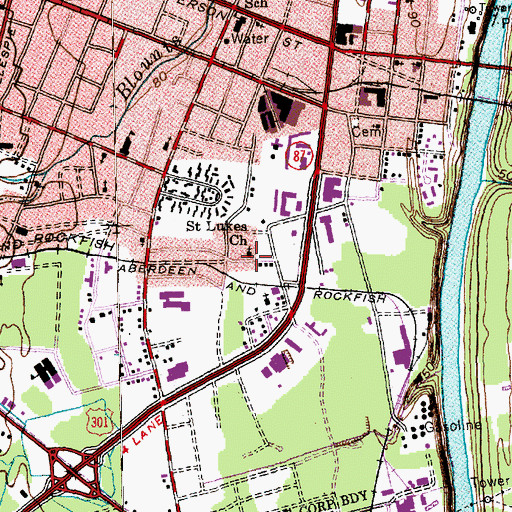 Topographic Map of Saint Lukes Church, NC