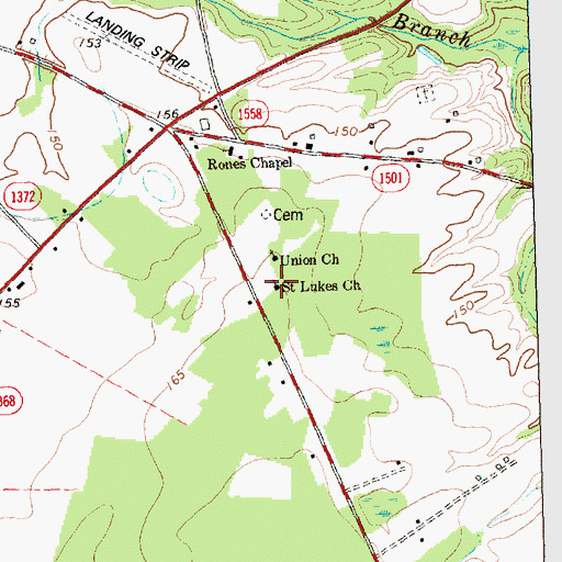 Topographic Map of Saint Lukes Church, NC