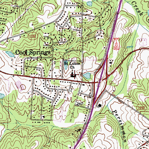 Topographic Map of Saint Lukes Church, NC