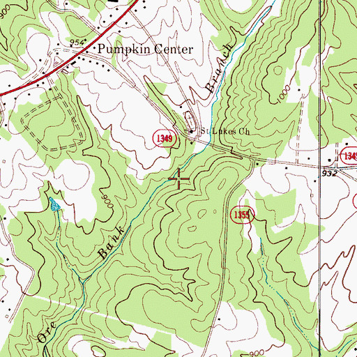 Topographic Map of Saint Lukes Church, NC