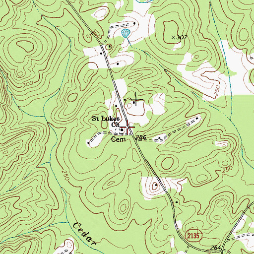 Topographic Map of Saint Lukes Church, NC