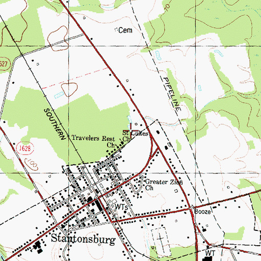 Topographic Map of Saint Lukes Church, NC