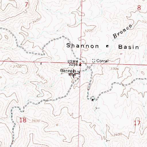 Topographic Map of Banegas Well, AZ