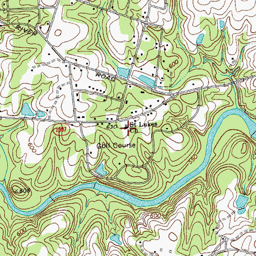 Topographic Map of Saint Lukes Church, NC