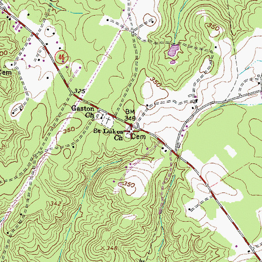 Topographic Map of Saint Lukes Church, NC