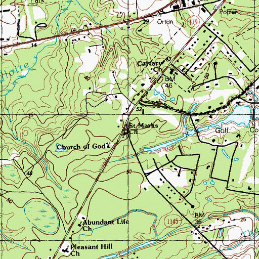 Topographic Map of Saint Marks Church, NC