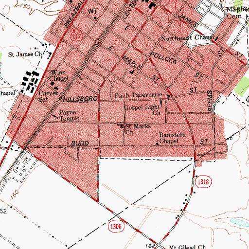 Topographic Map of Saint Marks Church, NC