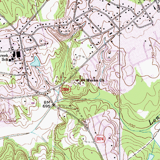 Topographic Map of Saint Marks Church, NC