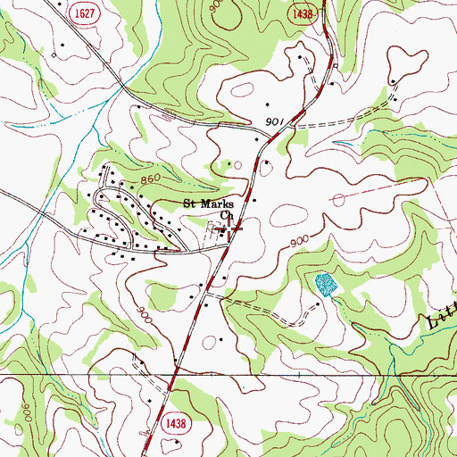 Topographic Map of Saint Marks Church, NC