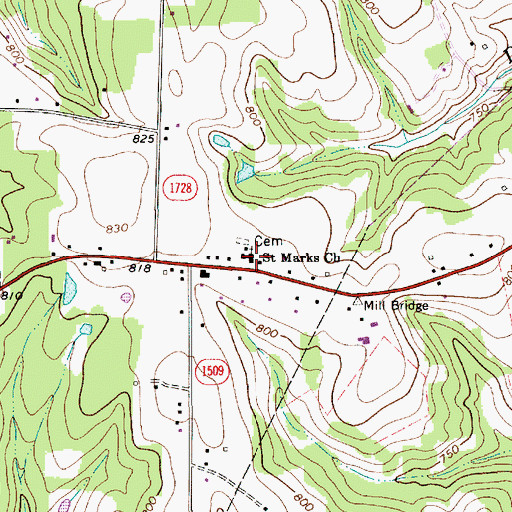 Topographic Map of Saint Marks Church, NC