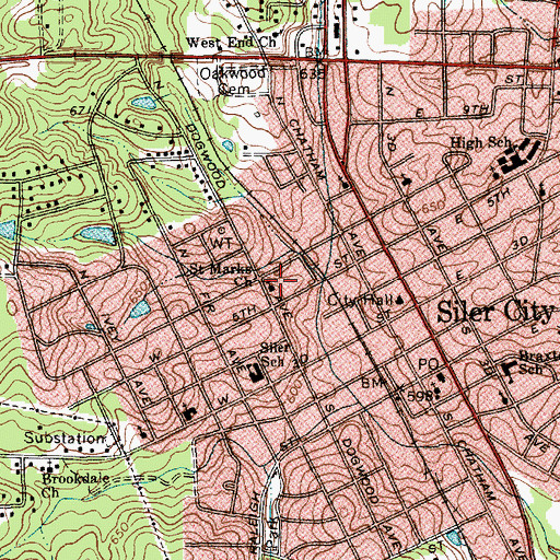 Topographic Map of Saint Marks Church, NC