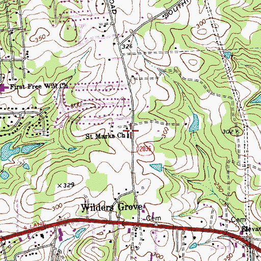 Topographic Map of Saint Marks Church, NC