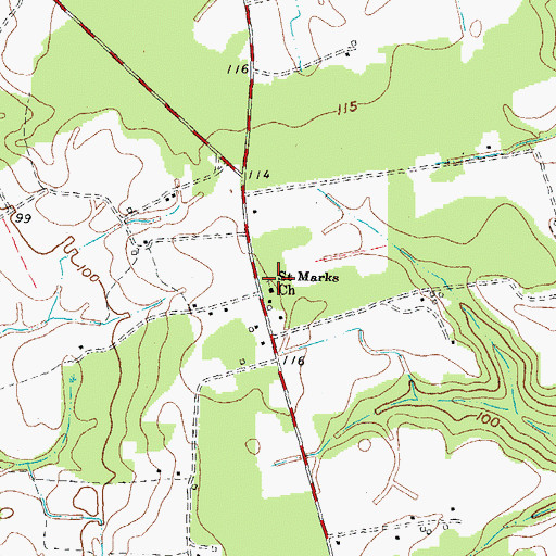 Topographic Map of Saint Marks Church, NC