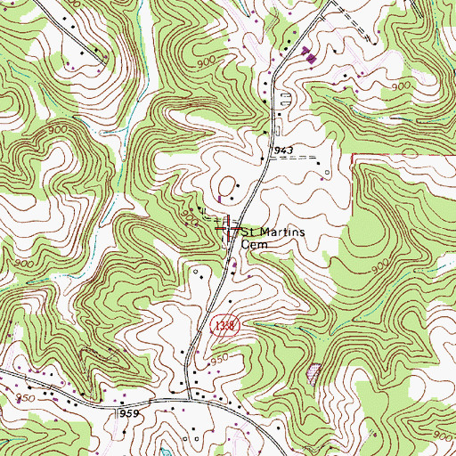 Topographic Map of Saint Martins Cemetery, NC