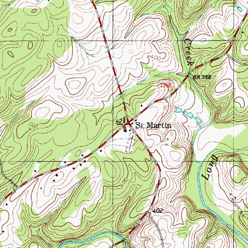 Topographic Map of Saint Martins Church, NC