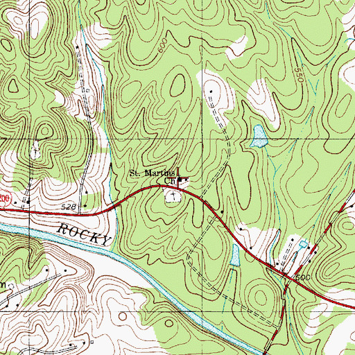 Topographic Map of Saint Martins Church, NC