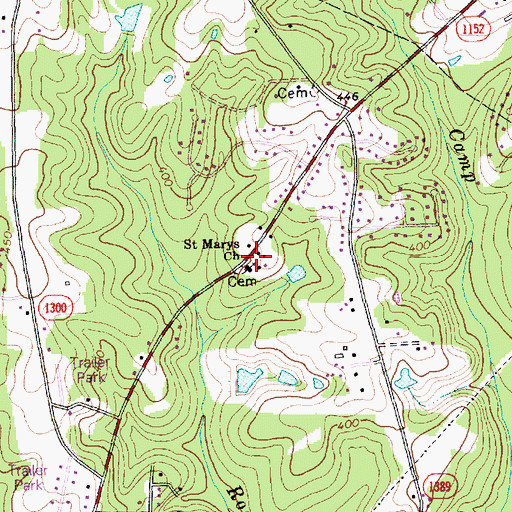 Topographic Map of Saint Marys Church, NC