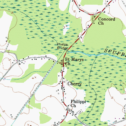 Topographic Map of Saint Marys Church, NC