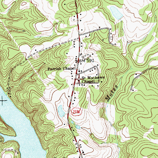 Topographic Map of Saint Mathews Chapel, NC