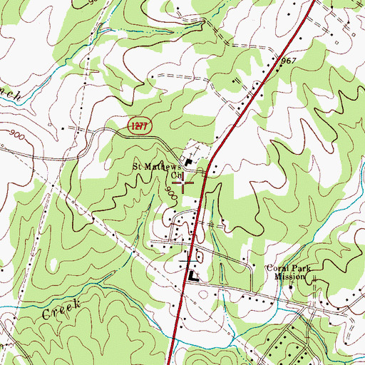 Topographic Map of Saint Mathews Church, NC