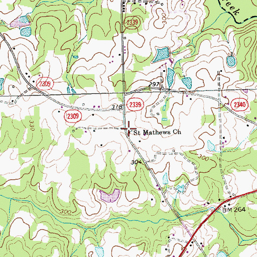 Topographic Map of Saint Mathews Church, NC