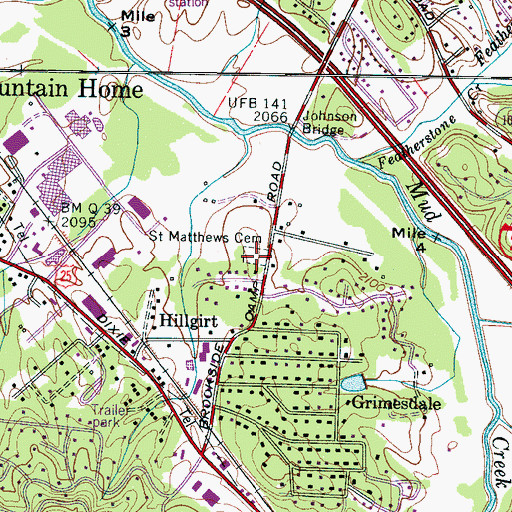 Topographic Map of Saint Matthews Cemetery, NC