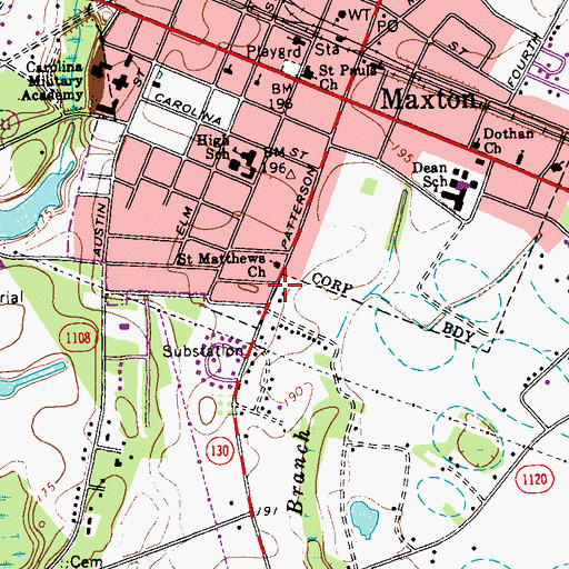 Topographic Map of Saint Matthews Church, NC