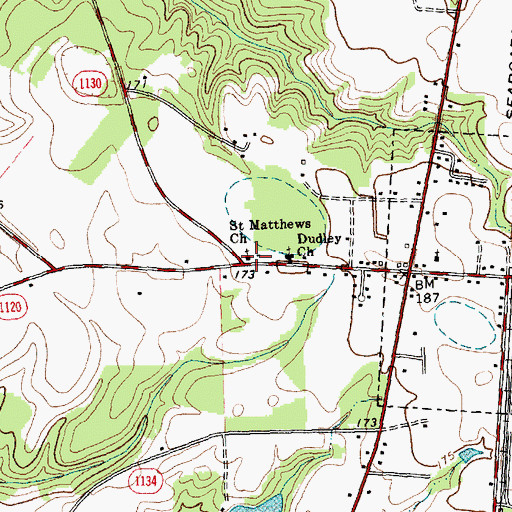 Topographic Map of Saint Matthews Church, NC