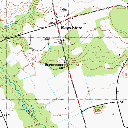 Topographic Map of Saint Matthews Church, NC