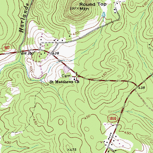 Topographic Map of Saint Matthews Church, NC