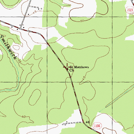 Topographic Map of Saint Matthews Church, NC