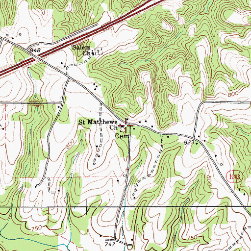 Topographic Map of Saint Matthews Church, NC