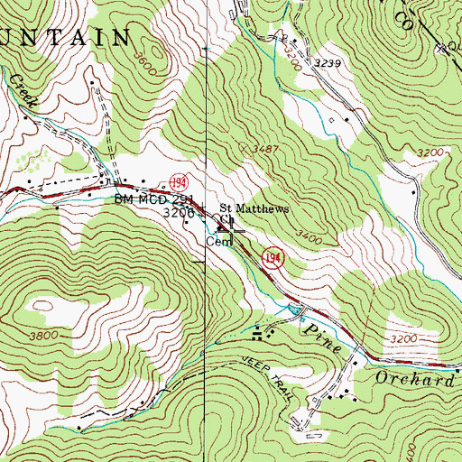 Topographic Map of Saint Matthews Church, NC