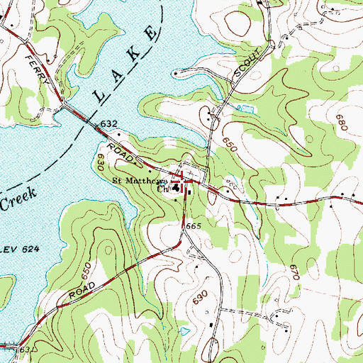 Topographic Map of Saint Matthews Church, NC