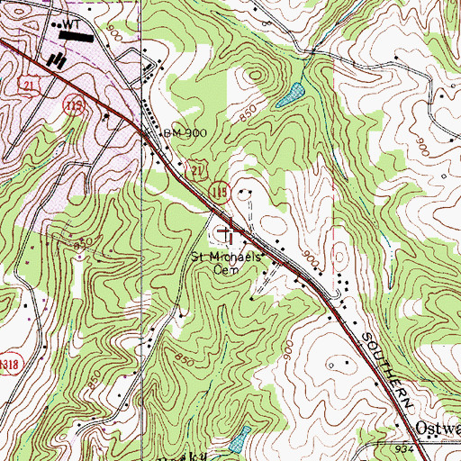 Topographic Map of Saint Michaels Cemetery, NC