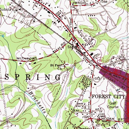 Topographic Map of Saint Paul Church, NC