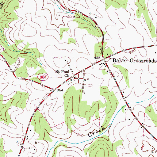 Topographic Map of Saint Paul Church, NC