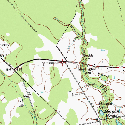 Topographic Map of Saint Pauls Church, NC