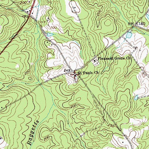 Topographic Map of Saint Pauls Church, NC