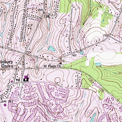 Topographic Map of Saint Pauls Church, NC