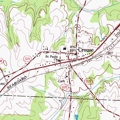 Topographic Map of Saint Pauls Church, NC
