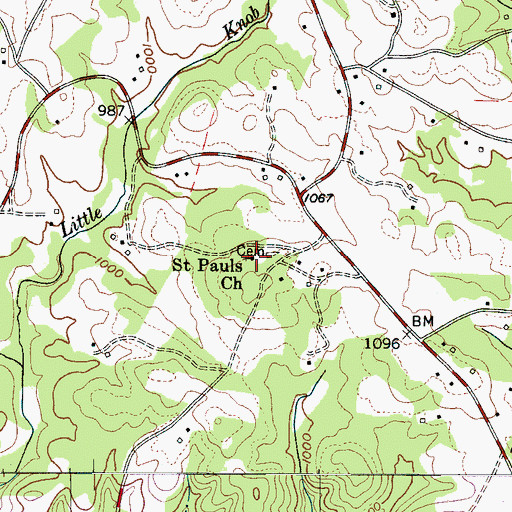 Topographic Map of Saint Pauls Church, NC