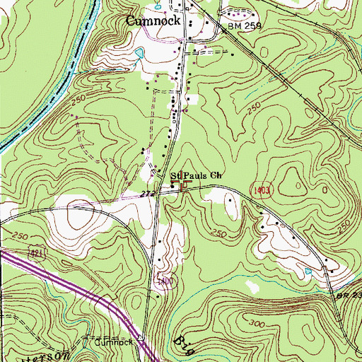 Topographic Map of Saint Pauls Church, NC