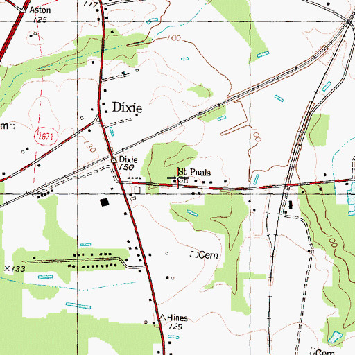 Topographic Map of Saint Pauls Church, NC