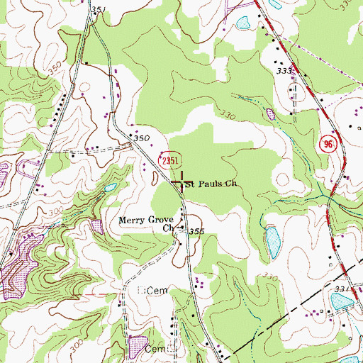 Topographic Map of Saint Pauls Church, NC